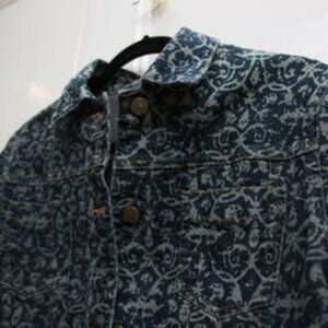 Jones New York Sport Denim Jean Jacket / Dark Blue Paisley Size M